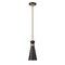 Z-Lite Soriano 1 Light Mini Pendant, Matte Black & Heritage Brass 728MP-MB-HBR - alternate 2